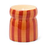 Red/Coral Striped Ceramic Candle - Spiced Apple