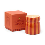 Red/Coral Striped Ceramic Candle - Spiced Apple