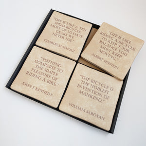 Vintage Cycling Quote Coaster Set